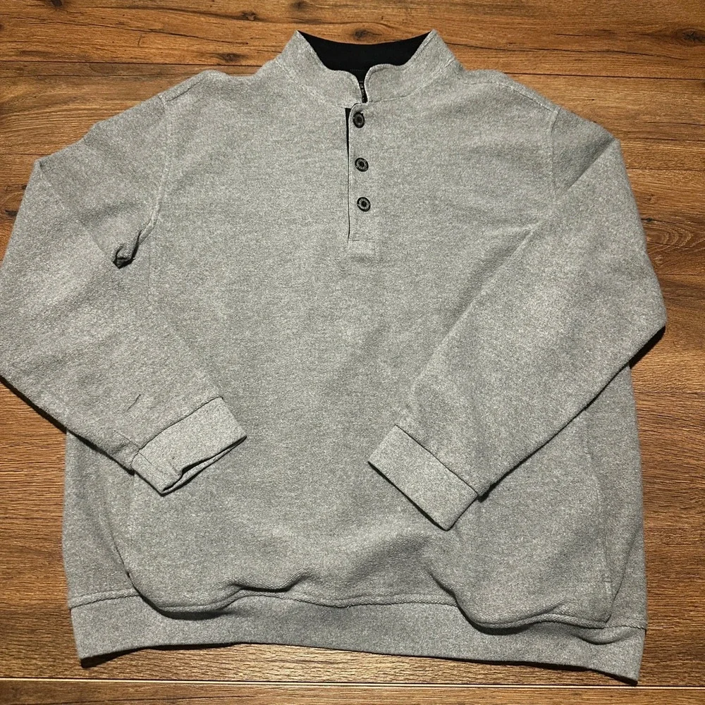 Straight Down Grey Fleece Henley Pullover Mens XXXL Made in USA